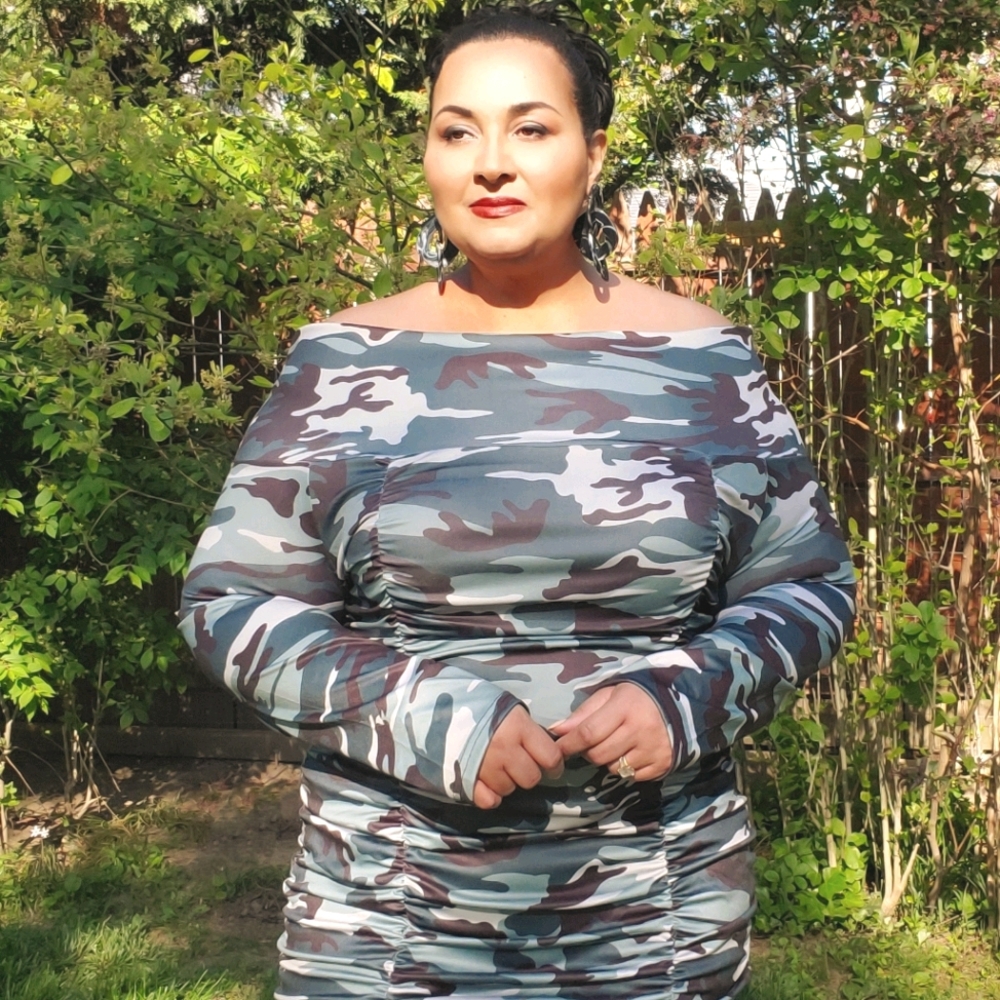 Camo Rushed Dress